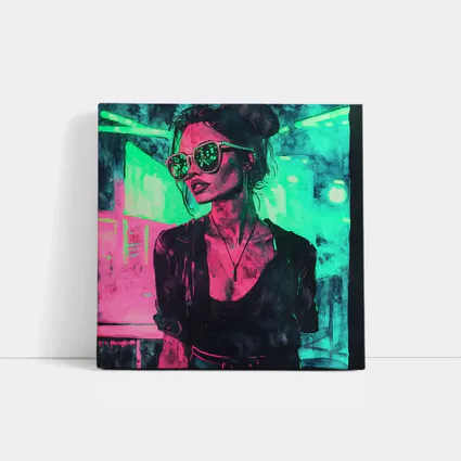 Neon City Night Woman Sunglasses Art