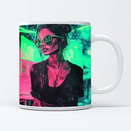 Neon City Night Woman Sunglasses Art