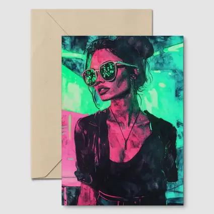 Neon City Night Woman Sunglasses Art
