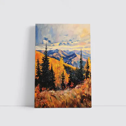 Autumn Mountain Forest Impressionist Oil Painting