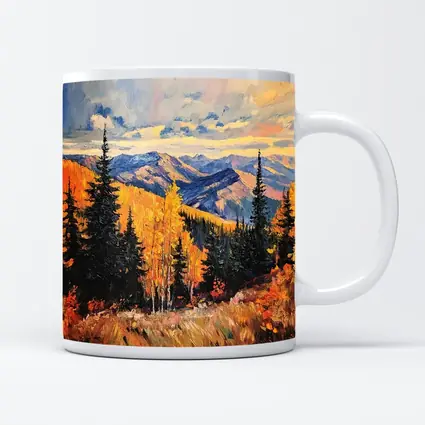 Autumn Mountain Forest Impressionist Oil Painting