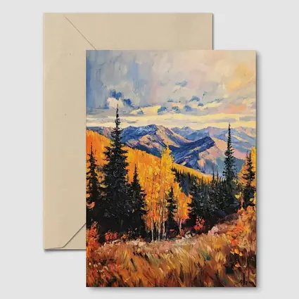 Autumn Mountain Forest Impressionist Oil Painting