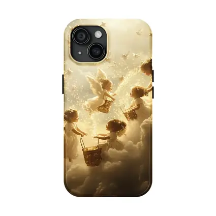 Angel Children Flying Among Golden Clouds