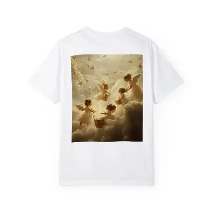 Angel Children Flying Among Golden Clouds