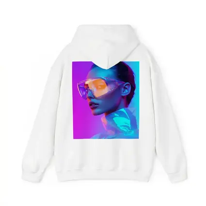 Futuristic Woman Neon Pink Blue Background