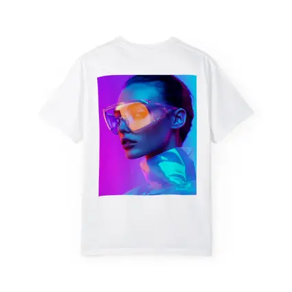 Futuristic Woman Neon Pink Blue Background