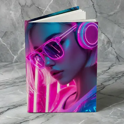 Neon Girl With Headphones Pink Cyberpunk