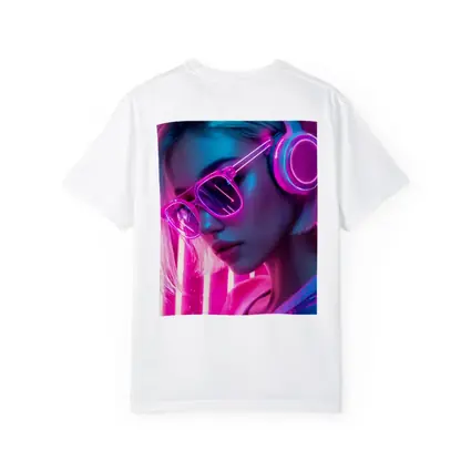 Neon Girl With Headphones Pink Cyberpunk