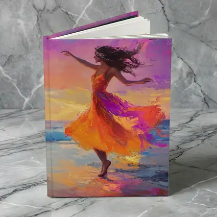 Dancing Woman Beach Sunset Oil Painting