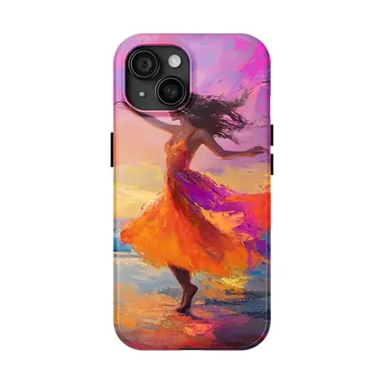 Dancing Woman Beach Sunset Oil Painting
