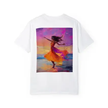 Dancing Woman Beach Sunset Oil Painting