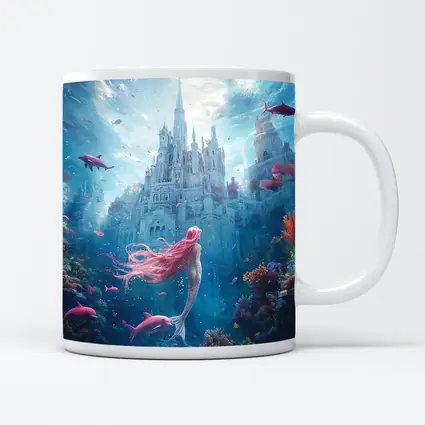Mermaid Underwater Castle Fantasy Ocean Scene