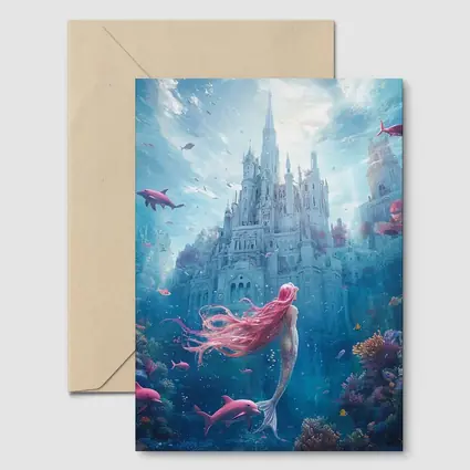 Mermaid Underwater Castle Fantasy Ocean Scene