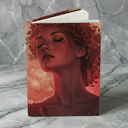 Woman Floral Crown Red Moon Roses