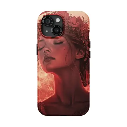 Woman Floral Crown Red Moon Roses