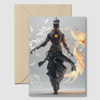 Dark Warrior Fire Dragon Fantasy Art
