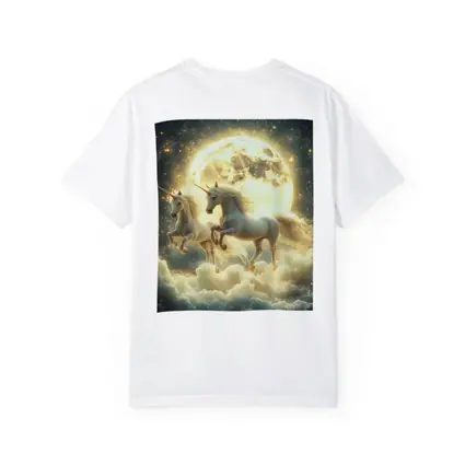 Two White Unicorns Running Over Moonlit Clouds