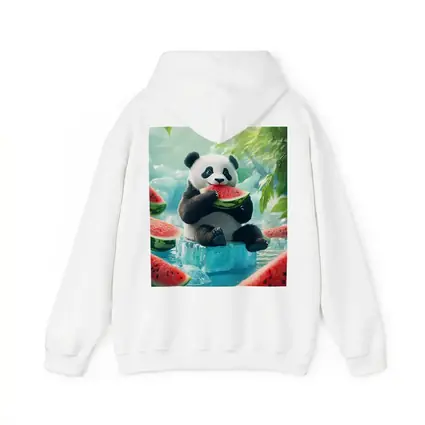 Panda Eating Watermelon on Ice Block