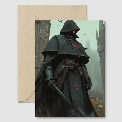 Dark Knight Armor Ruined Gothic Cathedral