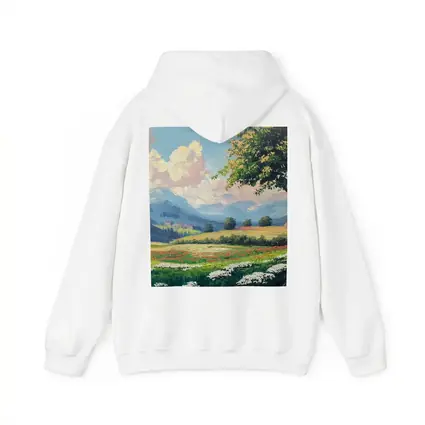 Oil Painting Green Meadow Mountains Summer Landscape