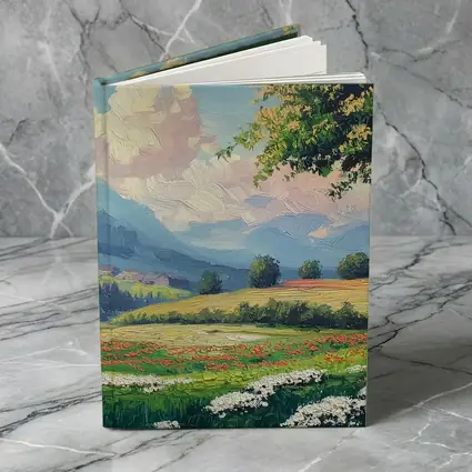 Oil Painting Green Meadow Mountains Summer Landscape