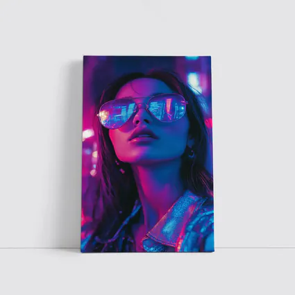 Woman Neon City Lights Cyberpunk Style