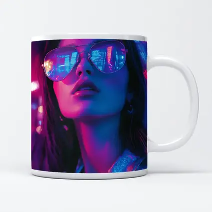 Woman Neon City Lights Cyberpunk Style