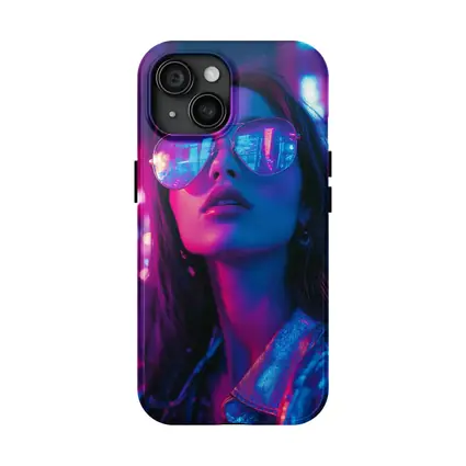 Woman Neon City Lights Cyberpunk Style