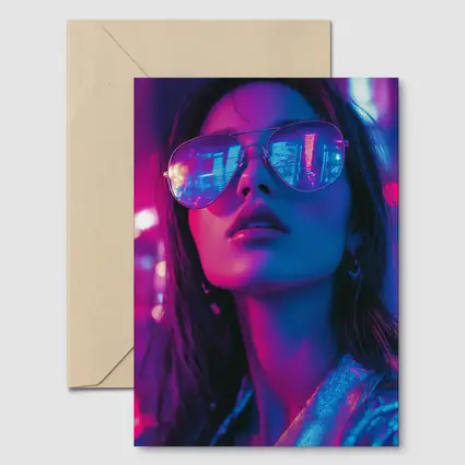 Woman Neon City Lights Cyberpunk Style