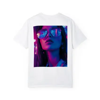 Woman Neon City Lights Cyberpunk Style
