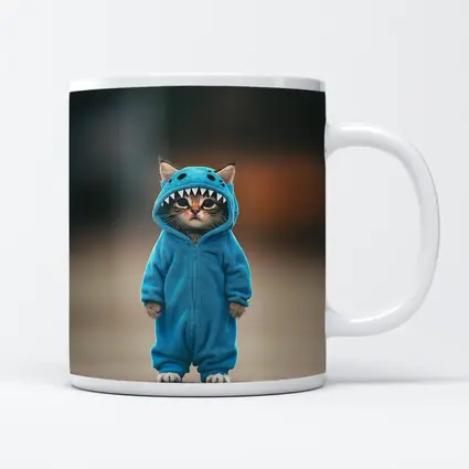 Cat Wearing Blue Monster Onesie Costume