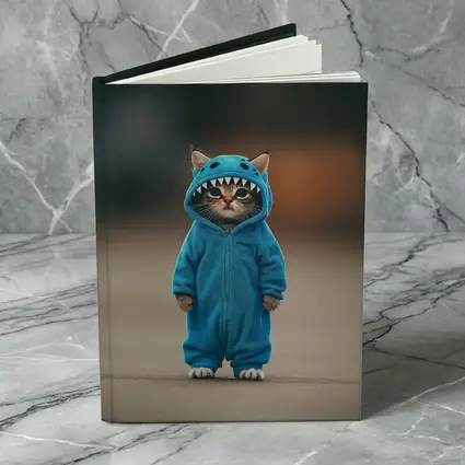 Cat Wearing Blue Monster Onesie Costume