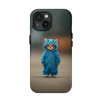 Cat Wearing Blue Monster Onesie Costume