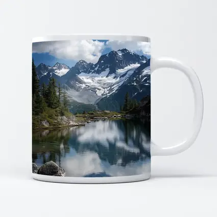 Alpine Lake Reflecting Snow Capped Mountains
