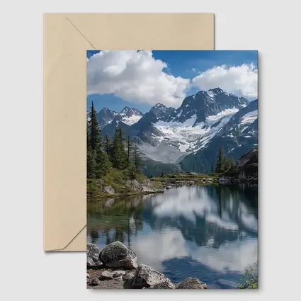 Alpine Lake Reflecting Snow Capped Mountains