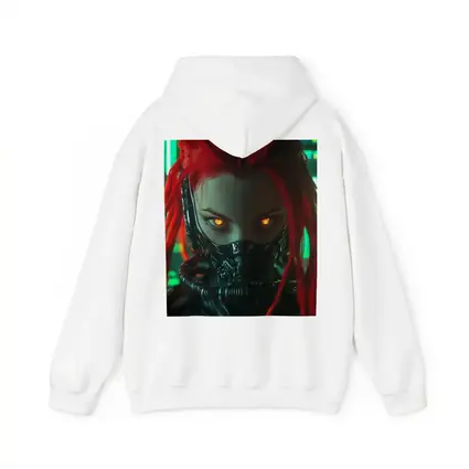 Cyberpunk Red Hair Woman Glowing Eyes Neon