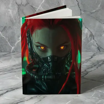 Cyberpunk Red Hair Woman Glowing Eyes Neon