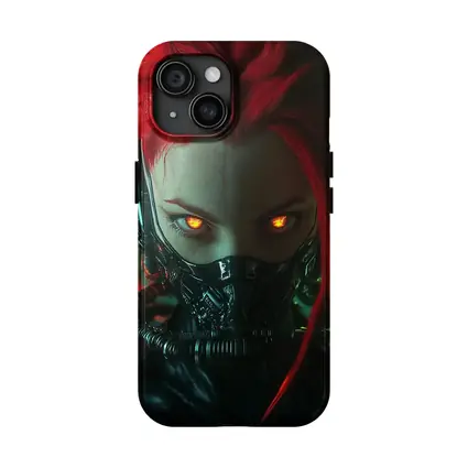 Cyberpunk Red Hair Woman Glowing Eyes Neon