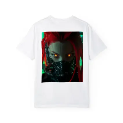 Cyberpunk Red Hair Woman Glowing Eyes Neon