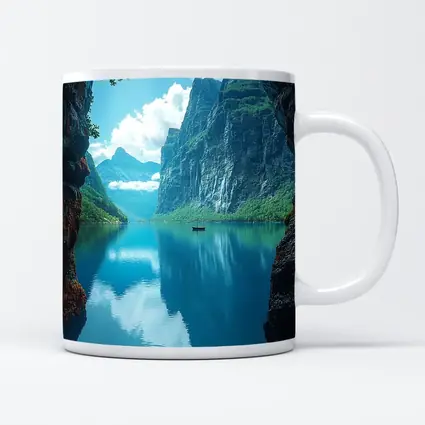 Fjord Cave Archway Blue Mountain Reflection
