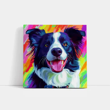 Border Collie Pop Art Rainbow Background