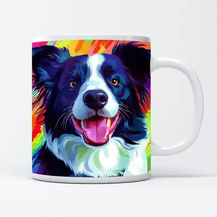 Border Collie Pop Art Rainbow Background
