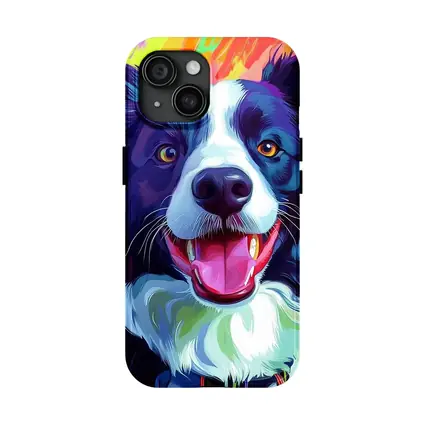 Border Collie Pop Art Rainbow Background