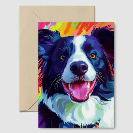Border Collie Pop Art Rainbow Background