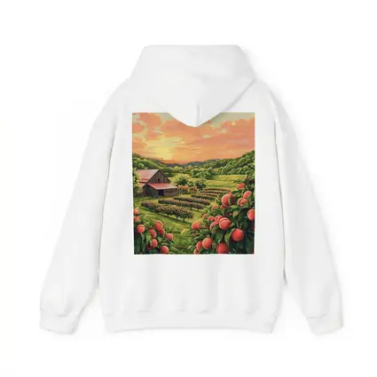 Peach Orchard Farm Sunset Countryside Art