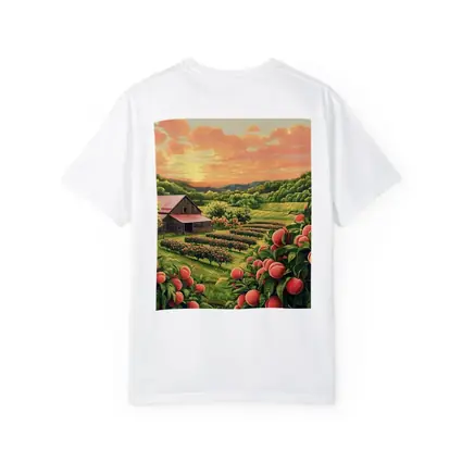 Peach Orchard Farm Sunset Countryside Art