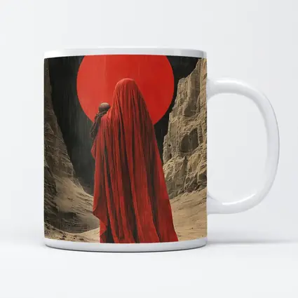 Red Cloaked Figure Desert Canyon Art