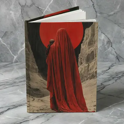 Red Cloaked Figure Desert Canyon Art