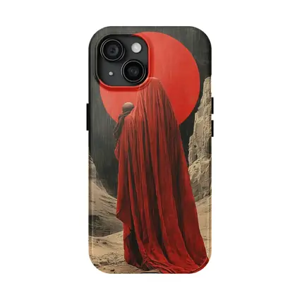 Red Cloaked Figure Desert Canyon Art