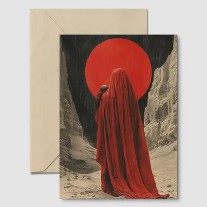 Red Cloaked Figure Desert Canyon Art